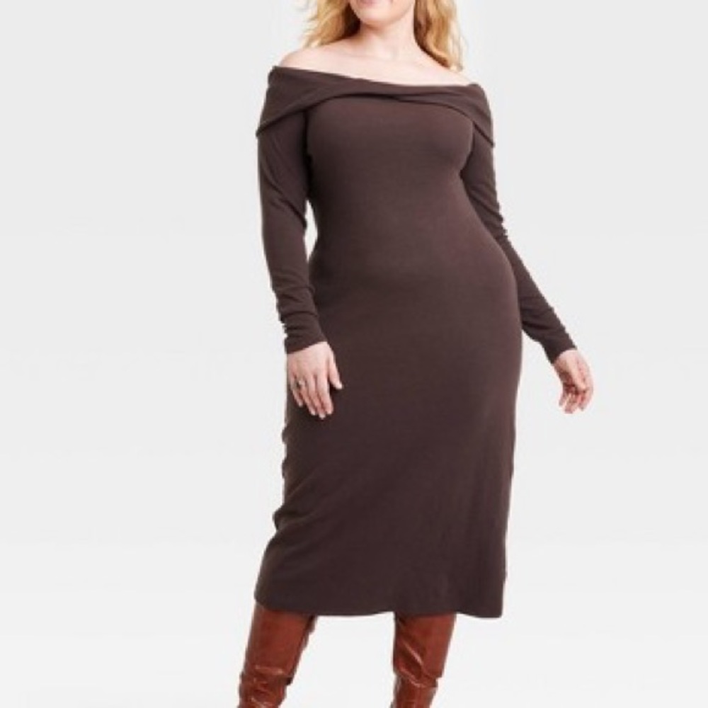 Universal Thread | NWT Women’s Off The Shoulder Long Sleeve Ribbed Dress